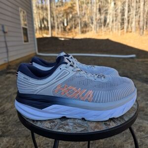 Hoka Bondi 7 1110531 LRBI Lunar Rock Running Shoes Sneakers Womens Sz 10.5 Wide